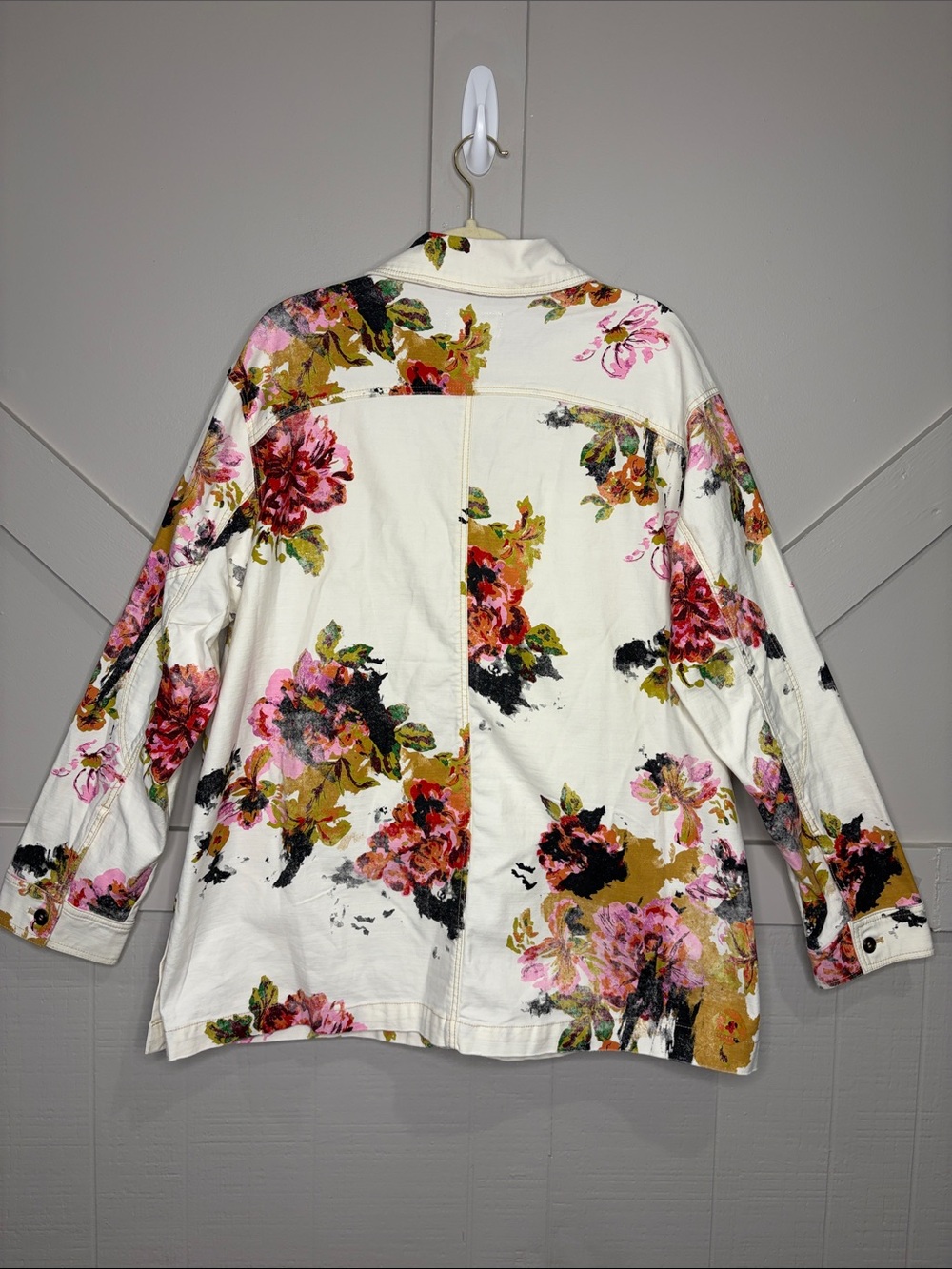 Anthropologie Pilcro The Wanderer Floral Utility Jacket White Multi Size XL - Picture 4 of 14